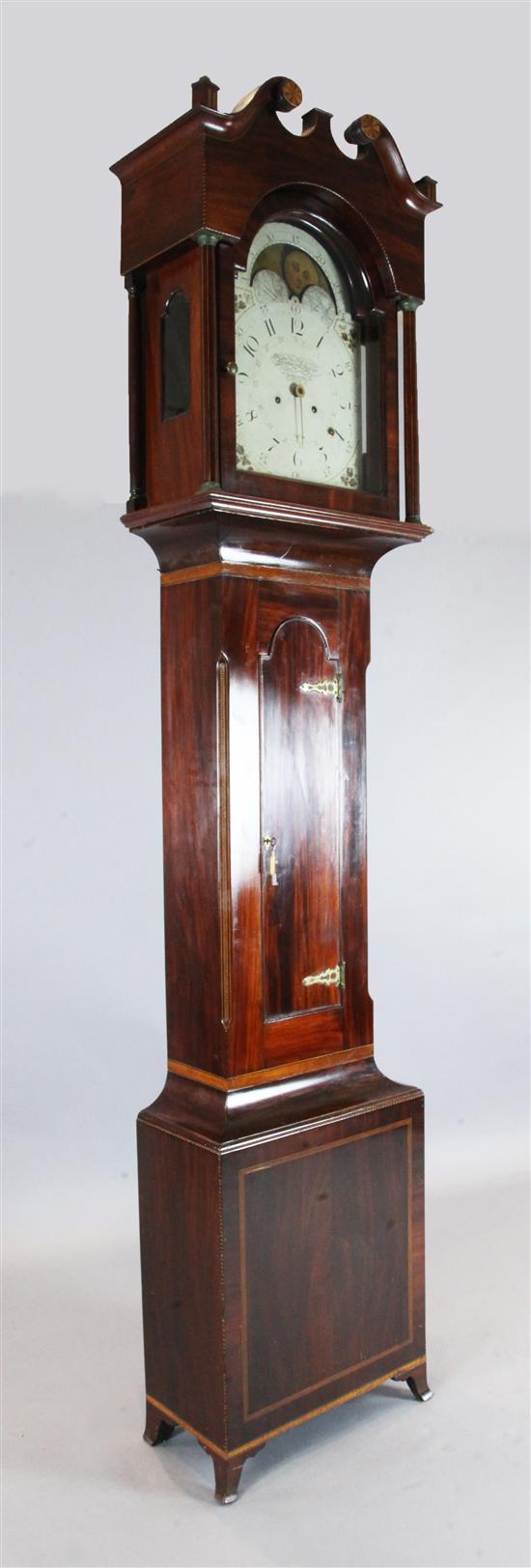 Martin Shreiner of Lancaster. A Federal American mahogany eight day longcase clock, H.9ft